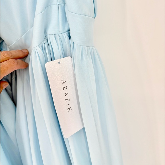 AZAZIE EMREE A-Line Chiffon Floor-Length Dress Sky Blue - Picture 12 of 16